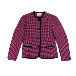 Pendleton Pink & Black Houndstooth Wool Blazer Size 8